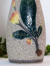 Vase grès décor floral