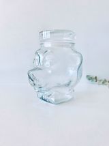 Bonbonnière en verre tête d’ours, pot hermétique vintage