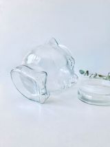 Bonbonnière en verre tête d’ours, pot hermétique vintage