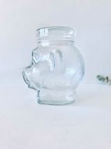 Bonbonnière en verre tête d’ours, pot hermétique vintage