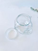 Bonbonnière en verre tête d’ours, pot hermétique vintage