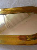 Charmant petit miroir laiton artisanal Inde vintage