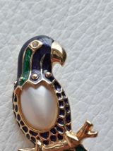 Broche perroquet émaillée vintage