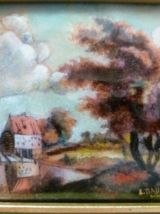 2 petits tableaux émaux Limoges L DADAT vintage