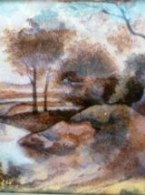 2 petits tableaux émaux Limoges L DADAT vintage