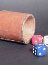 Gobelet en Cuir pour Jeux de Dés Vintage 1970