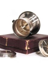 Ensemble Filtre Tasse pour Café et Sucrier en Métal Argenté