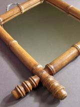 Miroir Art Déco Faux Bambou / Miroir en Bois Tourné