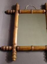 Miroir Art Déco Faux Bambou / Miroir en Bois Tourné