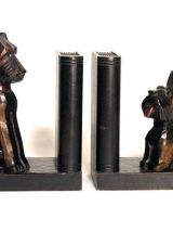 Serre Livres Chiens Bois Rétro 1960 / Serre-Livres Vintage