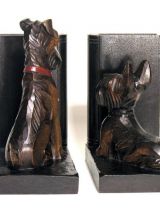 Serre Livres Chiens Bois Rétro 1960 / Serre-Livres Vintage