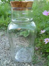 grand  bocal carré  en verre bullé ,  vintage