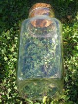 grand  bocal carré  en verre bullé ,  vintage