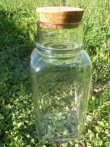 grand  bocal carré  en verre bullé ,  vintage