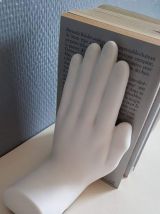 serre-livres mains en résine blanc mat des années 80