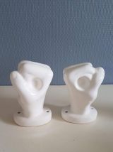 mains céramique murales blanches porte-serviettes bougeoirs