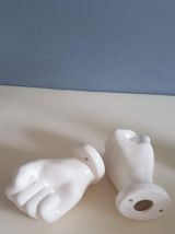 mains céramique murales blanches porte-serviettes bougeoirs