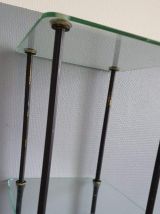 tablette vintage 2 plateaux en verre structure métal 