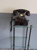 tablette vintage 2 plateaux en verre structure métal 