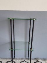 tablette vintage 2 plateaux en verre structure métal 