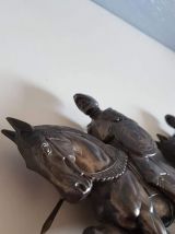 serre-livres chevaliers en régule et socles en bois 