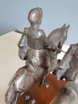 serre-livres chevaliers en régule et socles en bois 