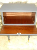 table de chevet vintage grise 