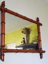 miroir bambou vintage en bois