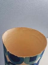 lampe à poser vintage pied céramique abat-jour à fleurs bleu