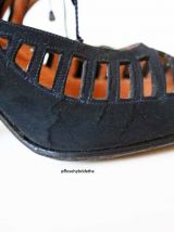 Escarpins cuir ajouré suédine noire vintage 30's