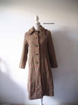 Long manteau en tweed motif pied de poule vintage 70's