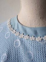 Longue robe hippie bleue ciel dentelle vintage 70's