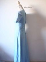 Longue robe hippie bleue ciel dentelle vintage 70's