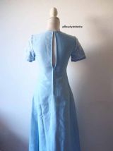 Longue robe hippie bleue ciel dentelle vintage 70's