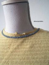 Mini robe babydoll en crochet jaune pastel Twiggy GoGo vinta