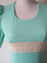 Longue robe hippie couleur vert menthe vintage 60's 70's