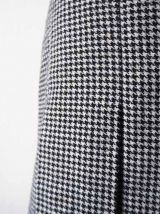 Jupe midi plissée en laine motifs pied de poule vintage 70's