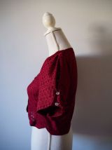 Chemisier court en dentelle rouge bordeaux dirndl autrichien