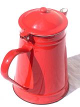 pichet , cafetière en acier émaillé ,  vintage