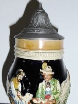 Petite Chope à Bière en Céramique et couvercle en étain