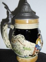 Petite Chope à Bière en Céramique et couvercle en étain