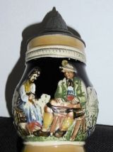 Petite Chope à Bière en Céramique et couvercle en étain