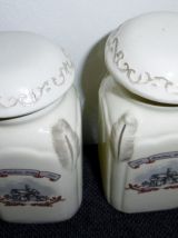 Lot de 2 petits pots à épices vintage céramique