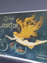 affiche publicitaire Cycles Gladiator vintage des années 70
