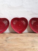 Trio de corbeilles vintage en osier rouge