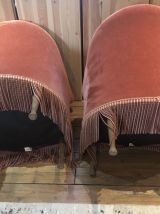 Paire de fauteuil crapaud rose poudré 