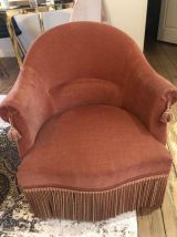 Paire de fauteuil crapaud rose poudré 