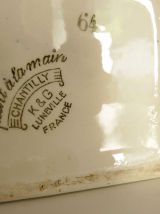 Jolie boîte à sel en céramique peinte à la main Luneville