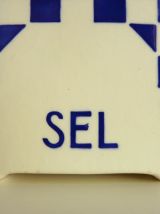 Jolie boîte à sel en porcelaine Badonviller, style Lustucru