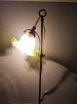 lampe tulipe en pâte de verre blanche et verte art déco 